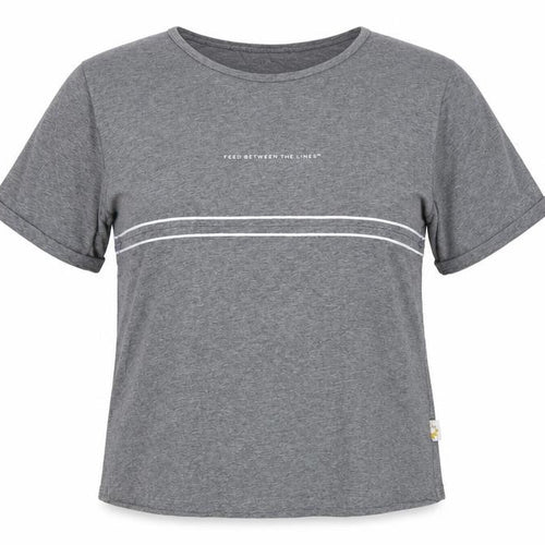 Juno Jack's Women Grey Size 18 Slogan Zip Detail Jersey T-Shirt