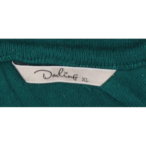Darling Women Green XL Beaded Shoulder Knit Pullover Jumper