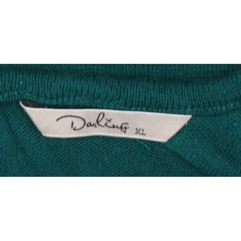 Darling Women Green XL Beaded Shoulder Knit Pullover Jumper