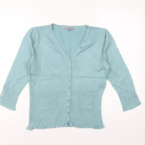 John Lewis Women’s Blue Size 12 V-Neck Button Pocket Cardigan
