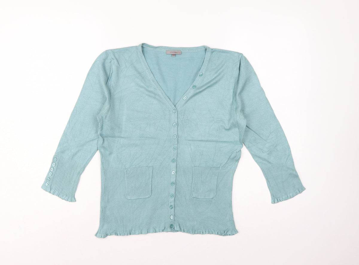 John Lewis Women’s Blue Size 12 V-Neck Button Pocket Cardigan