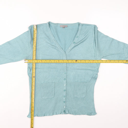 John Lewis Women’s Blue Size 12 V-Neck Button Pocket Cardigan