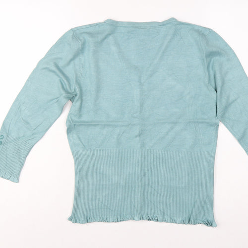 John Lewis Women’s Blue Size 12 V-Neck Button Pocket Cardigan