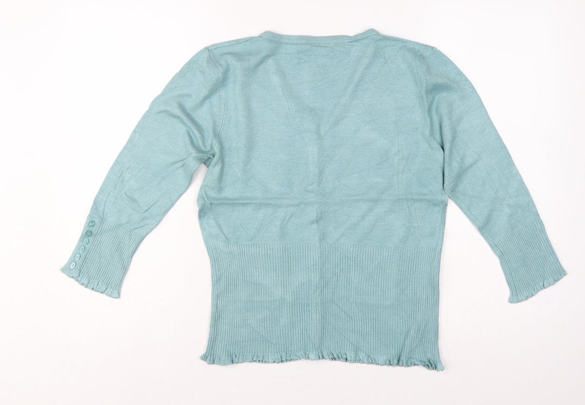John Lewis Women’s Blue Size 12 V-Neck Button Pocket Cardigan