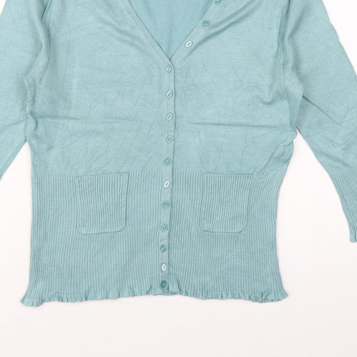 John Lewis Women’s Blue Size 12 V-Neck Button Pocket Cardigan