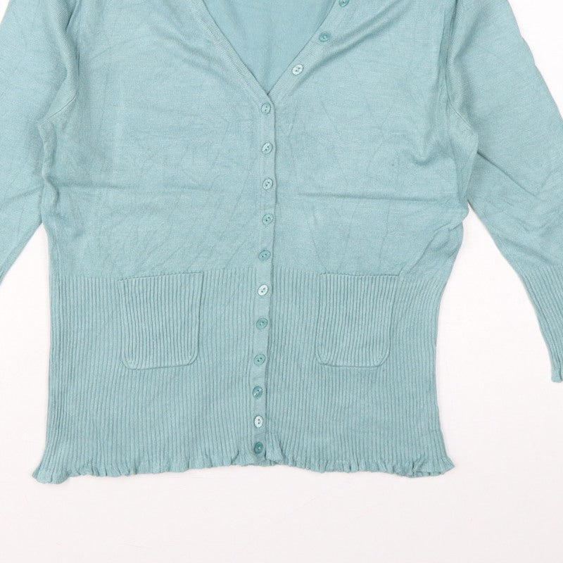 John Lewis Women’s Blue Size 12 V-Neck Button Pocket Cardigan