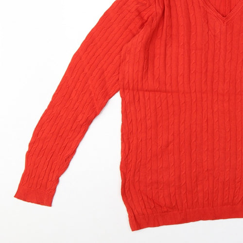 U.S. Polo Assn. Men’s Red XL Cable Knit V-Neck Cotton Jumper