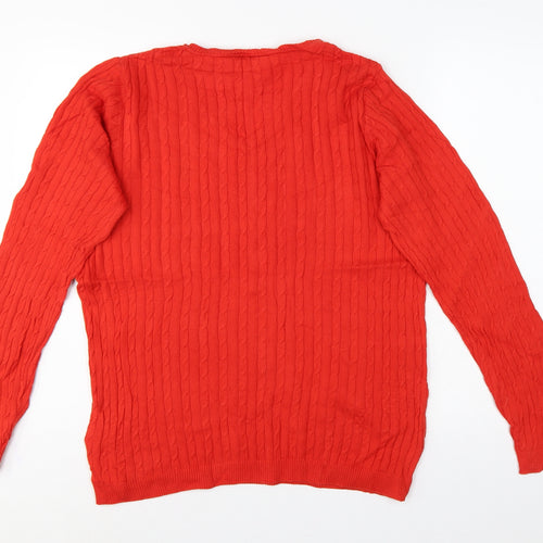 U.S. Polo Assn. Men’s Red XL Cable Knit V-Neck Cotton Jumper