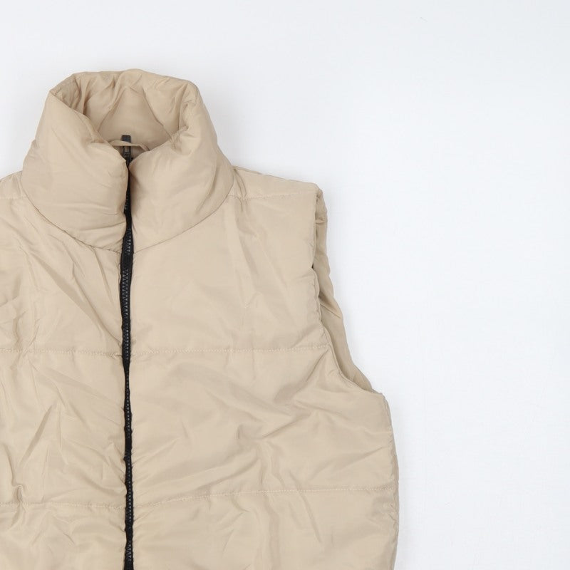 I Saw It First Women Beige UK 12 Puffer Quilted Zip Gilet Waistcoat