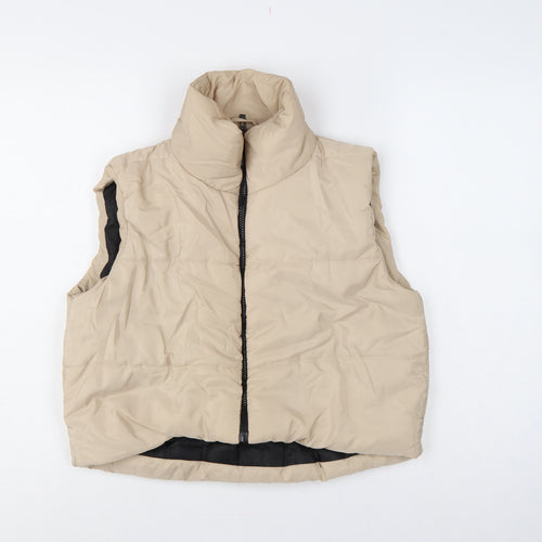 I Saw It First Women Beige UK 12 Puffer Quilted Zip Gilet Waistcoat