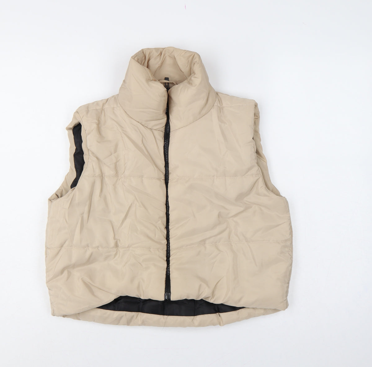 I Saw It First Women Beige UK 12 Puffer Quilted Zip Gilet Waistcoat