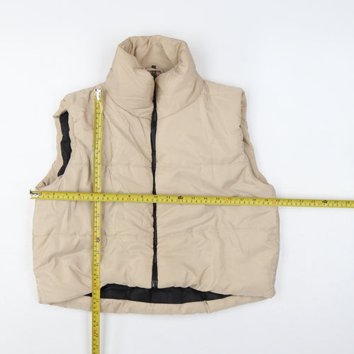 I Saw It First Women Beige UK 12 Puffer Quilted Zip Gilet Waistcoat