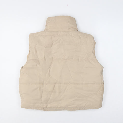 I Saw It First Women Beige UK 12 Puffer Quilted Zip Gilet Waistcoat
