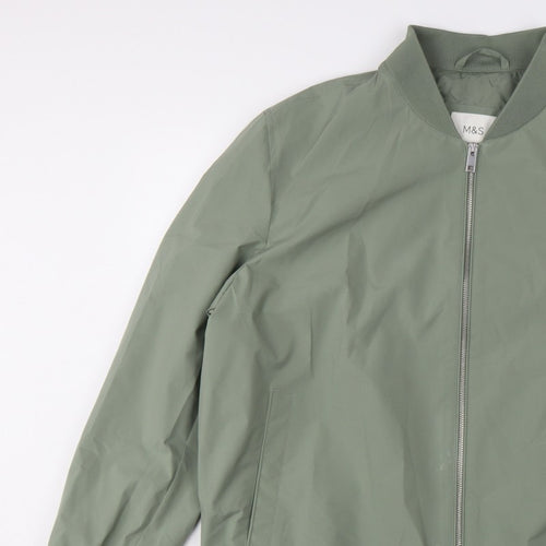 Marks and Spencer Men's Green XL Bomber Jacket Full Zip Lined
