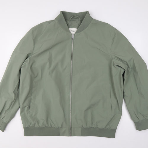 Marks and Spencer Men's Green XL Bomber Jacket Full Zip Lined