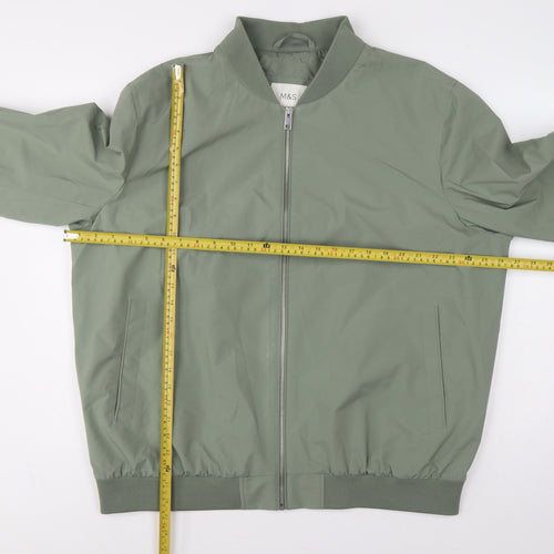 Marks and Spencer Men's Green XL Bomber Jacket Full Zip Lined