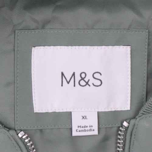 Marks and Spencer Men's Green XL Bomber Jacket Full Zip Lined