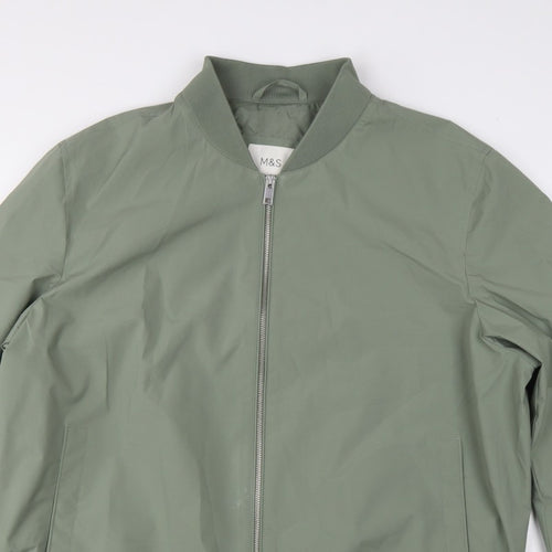 Marks and Spencer Men's Green XL Bomber Jacket Full Zip Lined