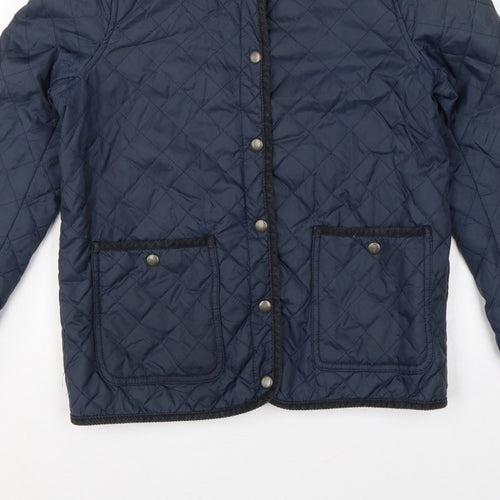 Topshop Women’s Blue UK 10 Quilted Jacket Corduroy Collar