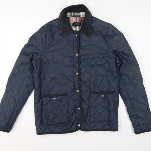 Topshop Women’s Blue UK 10 Quilted Jacket Corduroy Collar