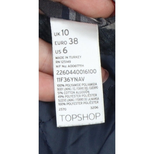Topshop Women’s Blue UK 10 Quilted Jacket Corduroy Collar