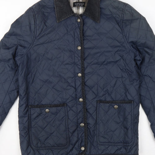 Topshop Women’s Blue UK 10 Quilted Jacket Corduroy Collar