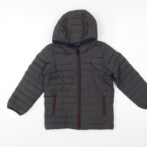 Joules Boys Grey 6 Years Cairn Hooded Puffer Jacket Showerproof