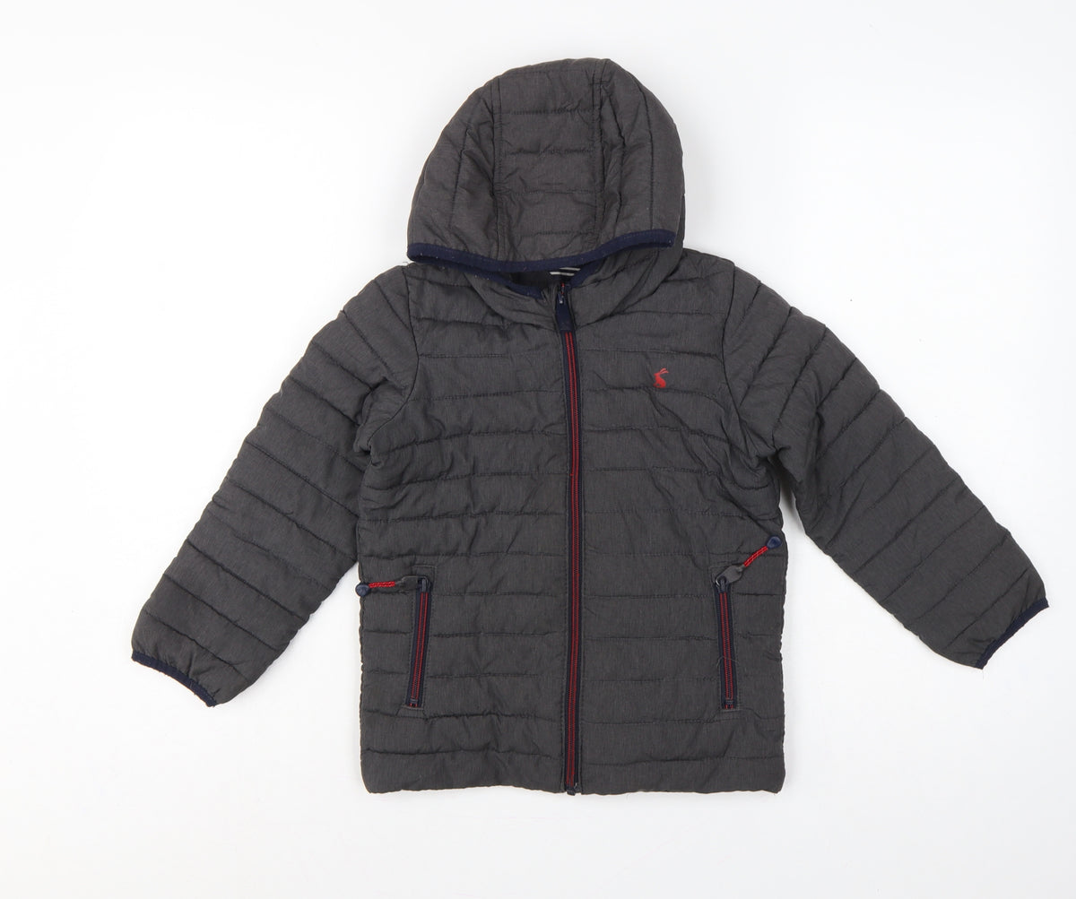 Joules Boys Grey 6 Years Cairn Hooded Puffer Jacket Showerproof