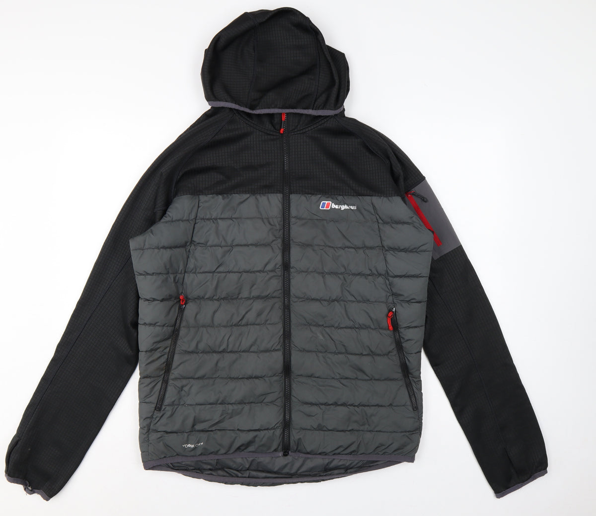 Berghaus Men’s Grey Black M Hooded Full Zip Puffer Jacket