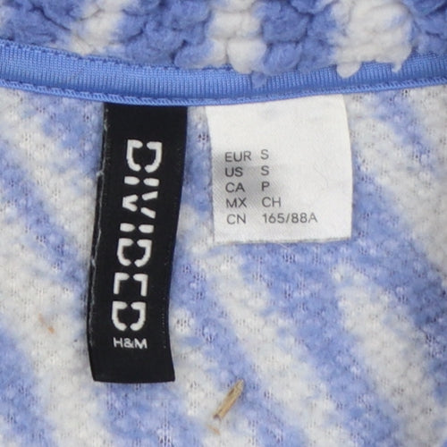 H&M Divided Women Blue Zebra Print Fleece 1/4 Zip Sweatshirt Size S