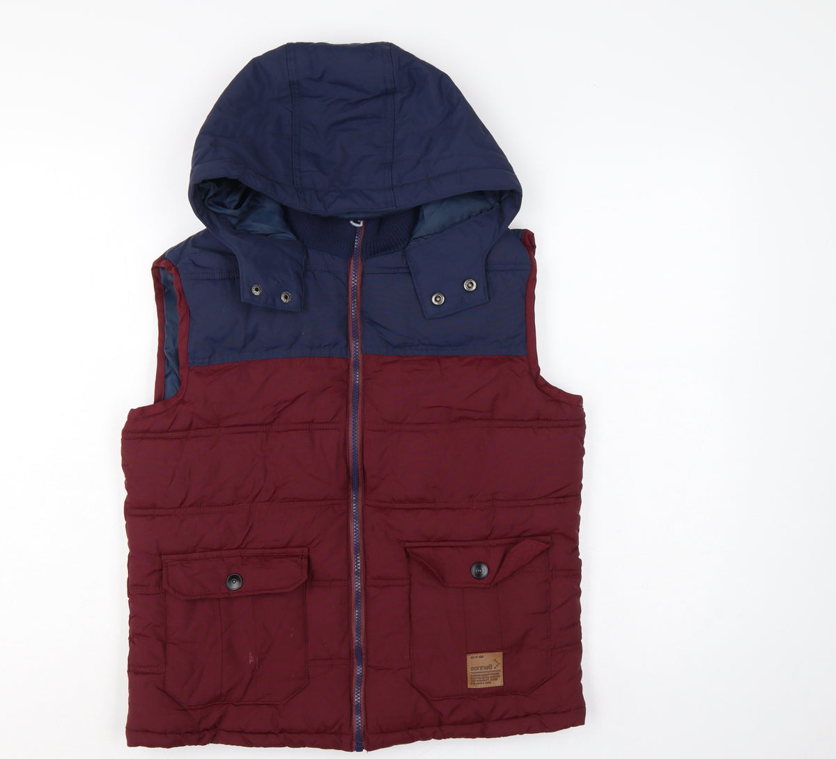 Sonneti Boys Burgundy Navy 12-13 Years Hooded Padded Puffer Gilet