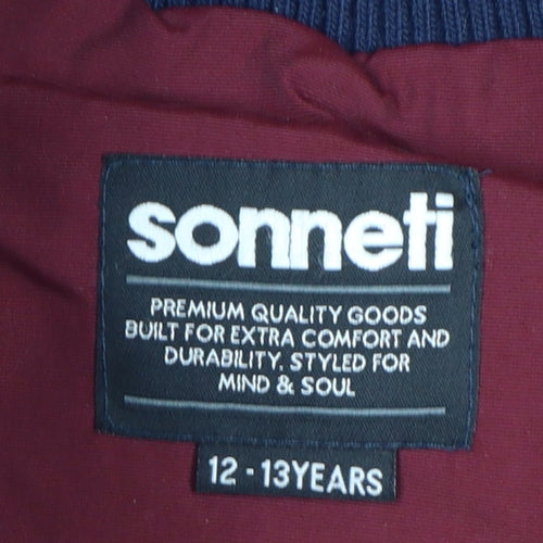 Sonneti Boys Burgundy Navy 12-13 Years Hooded Padded Puffer Gilet