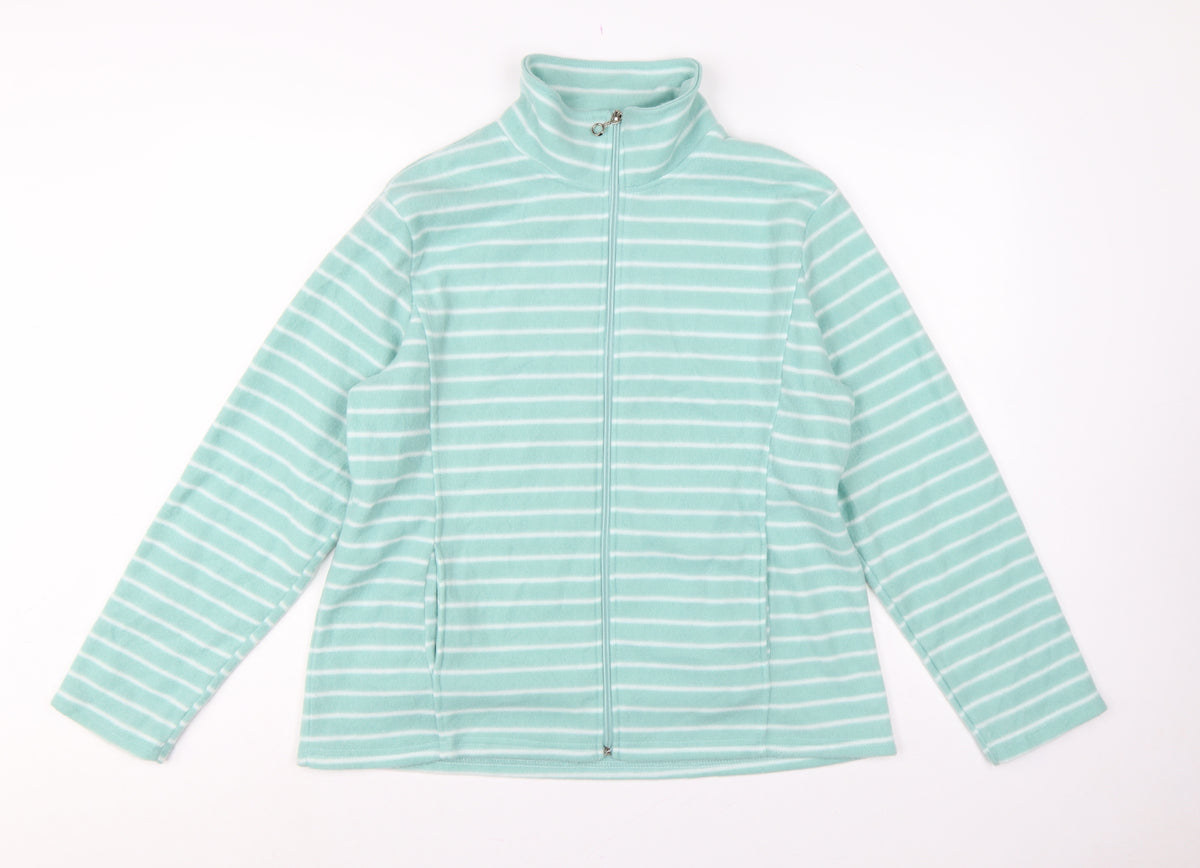 Anne de Lançay Women Green M Striped Fleece Full Zip Jacket