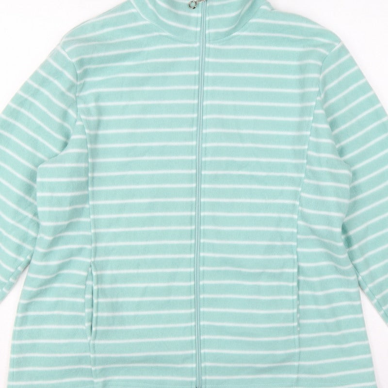 Anne de Lançay Women Green M Striped Fleece Full Zip Jacket