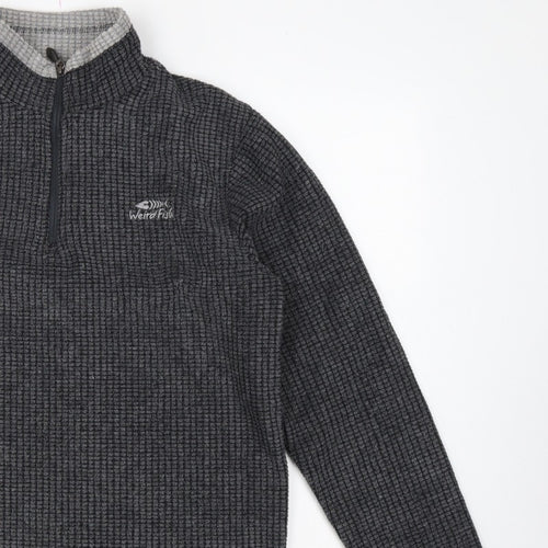 Weird Fish Men's Grey M 1/4 Zip High Neck Fleece Sweatshirt