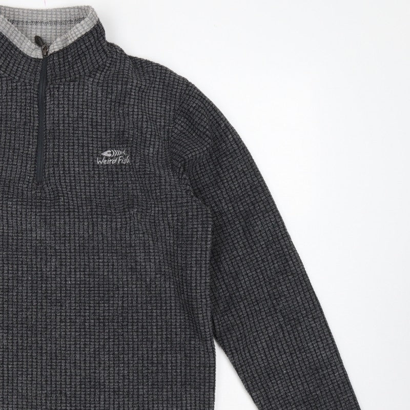 Weird Fish Men's Grey M 1/4 Zip High Neck Fleece Sweatshirt