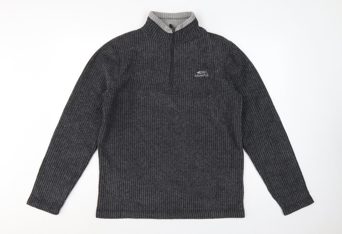 Weird Fish Men's Grey M 1/4 Zip High Neck Fleece Sweatshirt