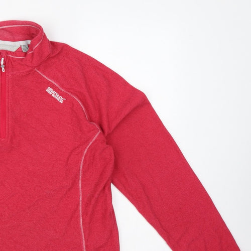 Regatta Women Pink UK 16 1/4 Zip Logo Fleece Sweatshirt