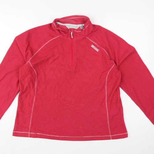 Regatta Women Pink UK 16 1/4 Zip Logo Fleece Sweatshirt