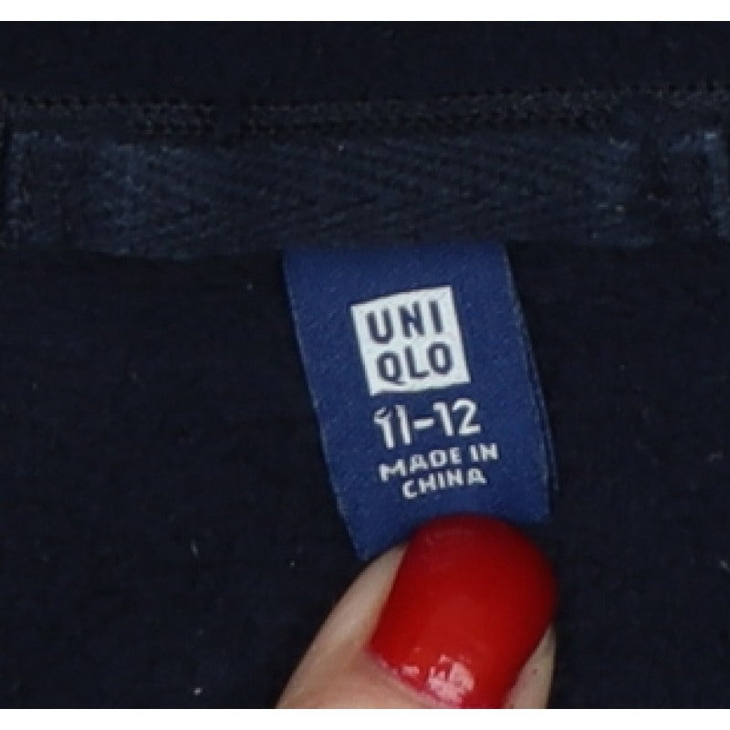 Uniqlo Boys Navy 11-12 Years Fleece Track Jacket Full Zip Pockets
