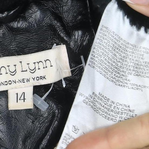 Amylum Women Black Size 14 Hooded Faux Leather Parka Jacket