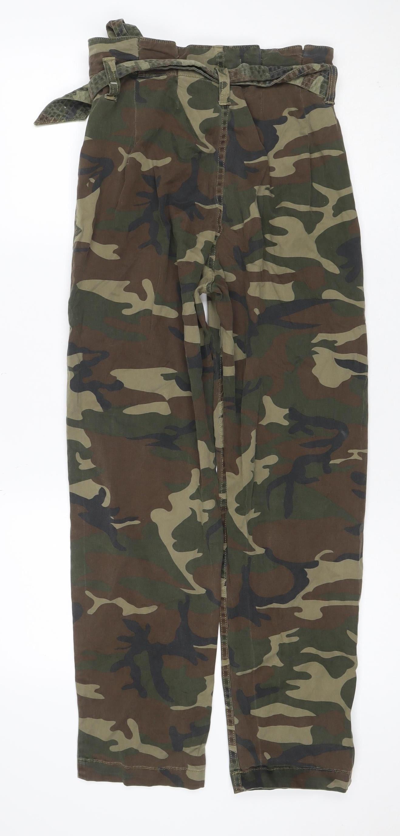 Topshop Women’s Camo Cargo Trousers UK 8 Cotton Low Rise