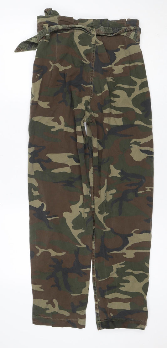 Topshop Women’s Camo Cargo Trousers UK 8 Cotton Low Rise
