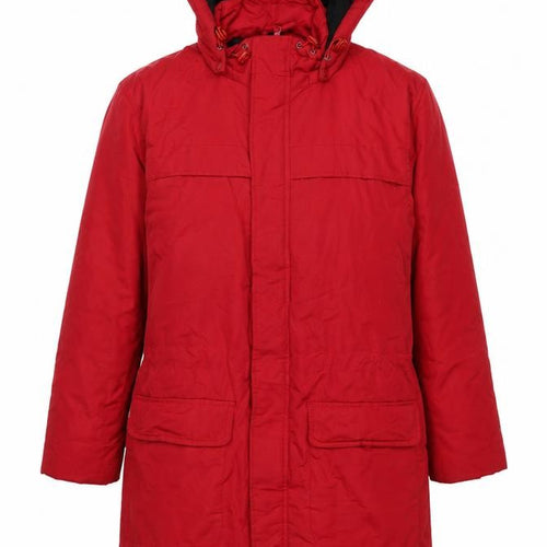 Oasis Traders Women’s Red M Long Hooded Parka Coat Drawstring