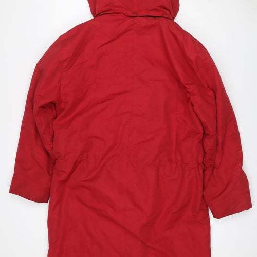 Oasis Traders Women’s Red M Long Hooded Parka Coat Drawstring