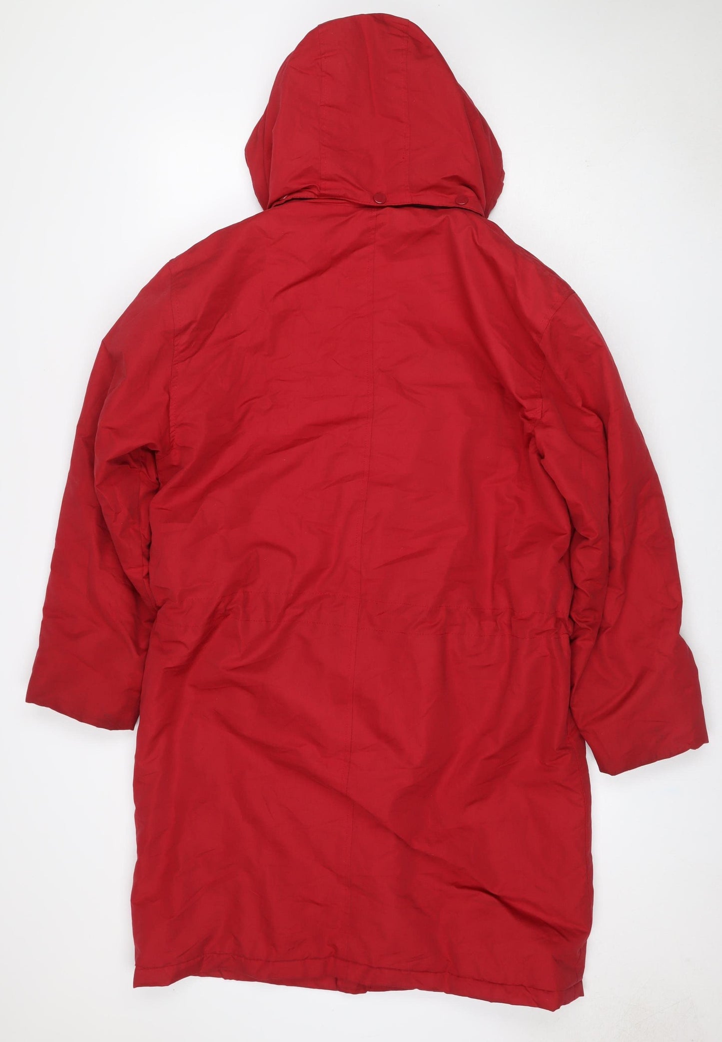 Oasis Traders Women’s Red M Long Hooded Parka Coat Drawstring