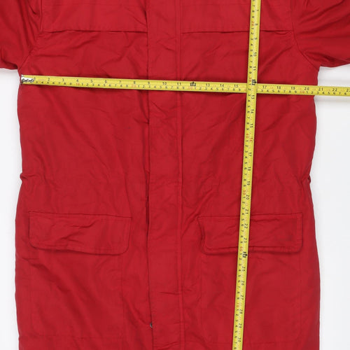 Oasis Traders Women’s Red M Long Hooded Parka Coat Drawstring