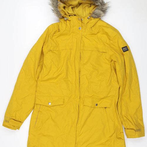 Regatta Women’s Yellow UK 14 Long Waterproof Fur Trim Hooded Parka Coat