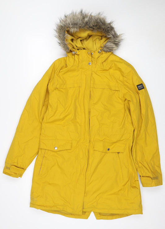 Regatta Women’s Yellow UK 14 Long Waterproof Fur Trim Hooded Parka Coat