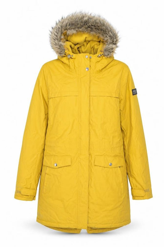 Regatta Women’s Yellow UK 14 Long Waterproof Fur Trim Hooded Parka Coat